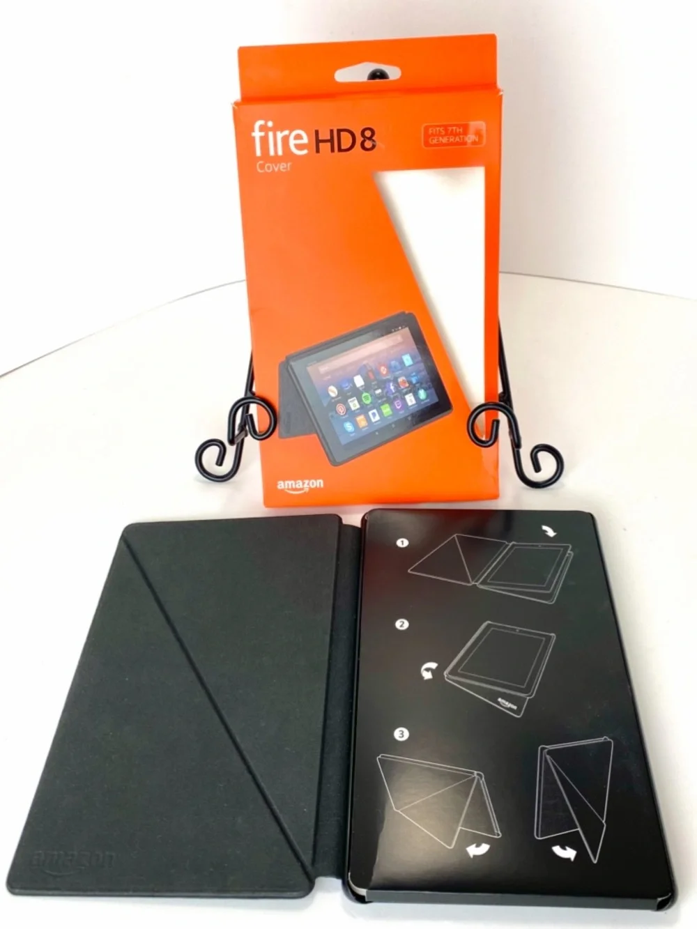 New Amazon Fire HD8 Folio Cover - Charcoal Grey Textured in Original Pkg